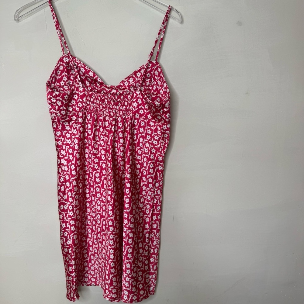 Free People pink Floral Mini Dress size small Spaghetti Strap Slip Dress - Picture 5 of 9